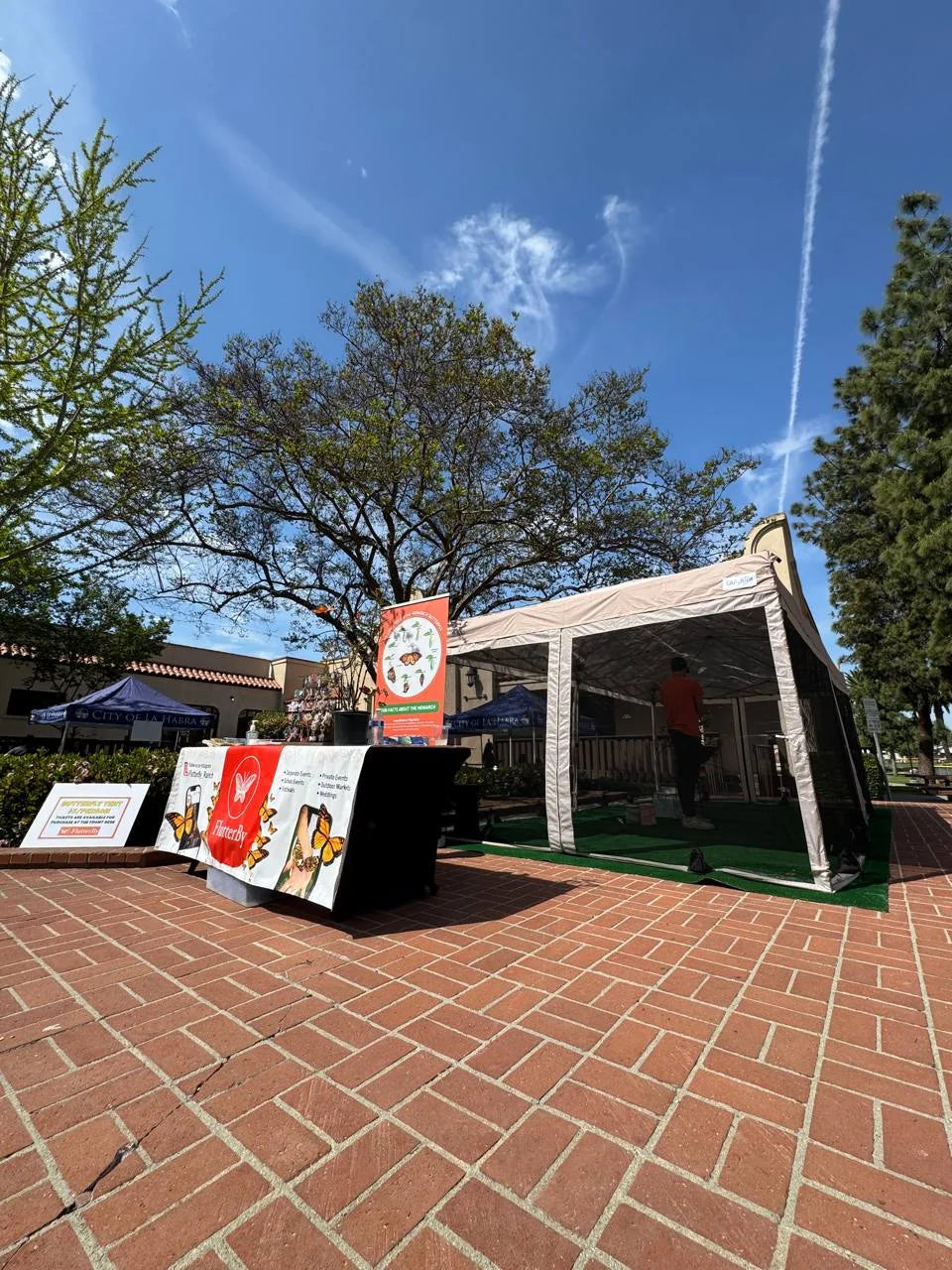 The exhibit on the brick plaza at a City of La Habra event
